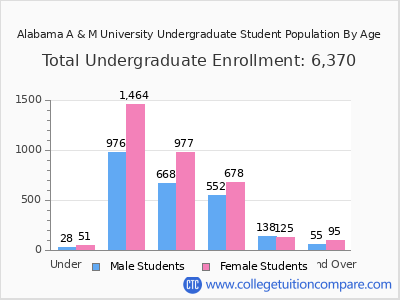 Alabama A & M University 2024 Undergraduate Enrollment by Age chart