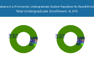 Alabama A & M University 2025 Undergraduate Enrollment by Gender and Race chart