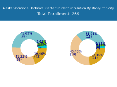 Alaska Vocational Technical Center 2025 Student Population by Gender and Race chart