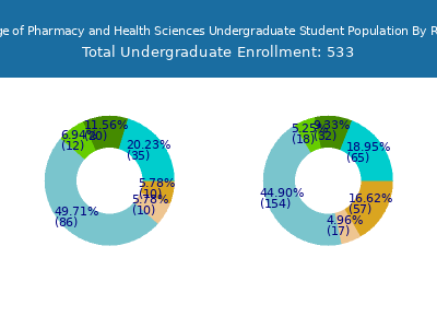 Albany College of Pharmacy and Health Sciences 2025 Undergraduate Enrollment by Gender and Race chart