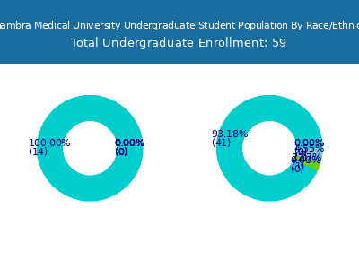 Alhambra Medical University 2025 Undergraduate Enrollment by Gender and Race chart