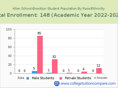 Allen School-Brooklyn 2023 Student Population by Gender and Race chart