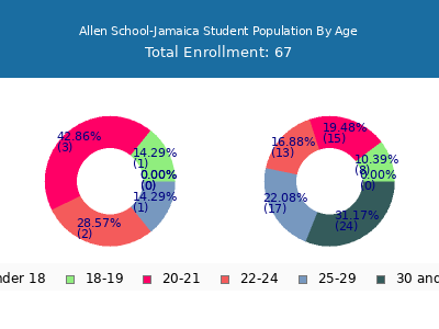 Allen School-Jamaica 2024 Student Population Age Diversity Pie chart