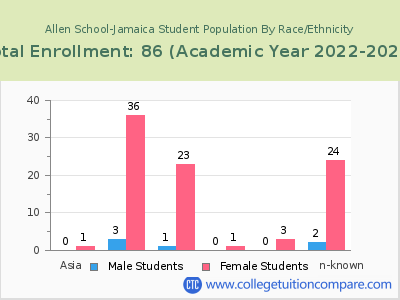 Allen School-Jamaica 2023 Student Population by Gender and Race chart