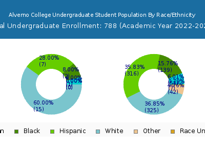Alverno College 2023 Undergraduate Enrollment by Gender and Race chart