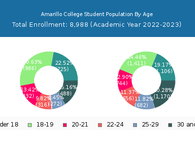 Amarillo College 2023 Student Population Age Diversity Pie chart