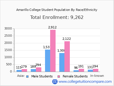 Amarillo College 2025 Student Population by Gender and Race chart