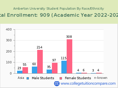 Amberton University 2023 Student Population by Gender and Race chart