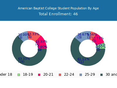 American Baptist College 2024 Student Population Age Diversity Pie chart