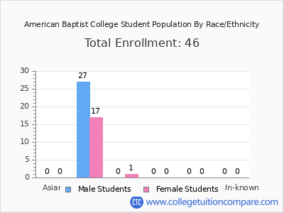 American Baptist College 2025 Student Population by Gender and Race chart