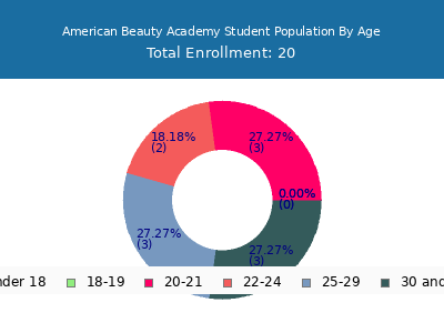 American Beauty Academy 2024 Student Population Age Diversity Pie chart