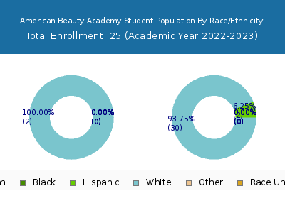 American Beauty Academy 2023 Student Population by Gender and Race chart