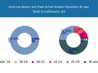 American Beauty and Trade School 2024 Student Population Age Diversity Pie chart