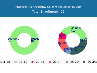 American Hair Academy 2024 Student Population Age Diversity Pie chart