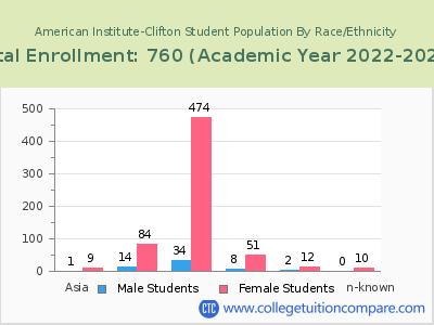 American Institute-Clifton 2023 Student Population by Gender and Race chart