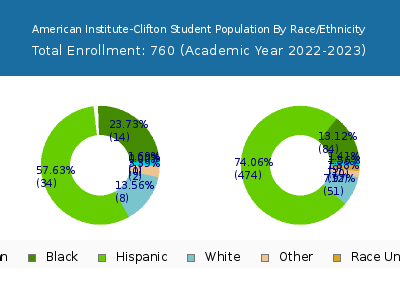 American Institute-Clifton 2023 Student Population by Gender and Race chart