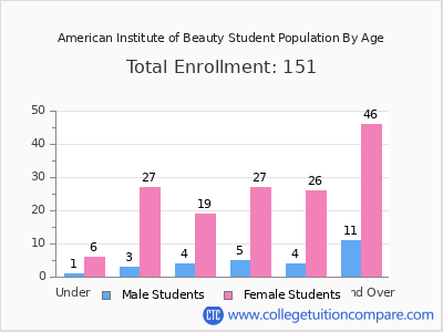 American Institute of Beauty 2024 Student Population by Age chart