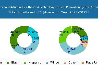 American Institute of Healthcare & Technology 2023 Student Population by Gender and Race chart