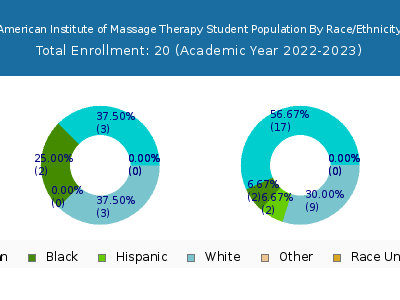 American Institute of Massage Therapy 2023 Student Population by Gender and Race chart