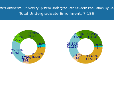 American InterContinental University System 2025 Undergraduate Enrollment by Gender and Race chart