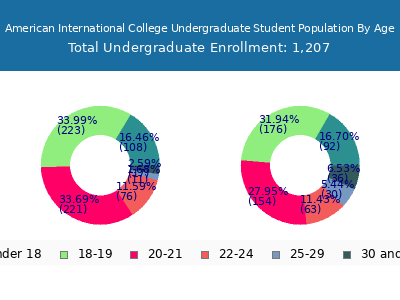 American International College 2025 Undergraduate Enrollment Age Diversity Pie chart