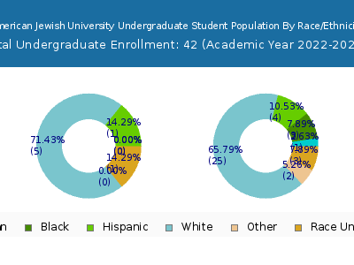 American Jewish University 2023 Undergraduate Enrollment by Gender and Race chart