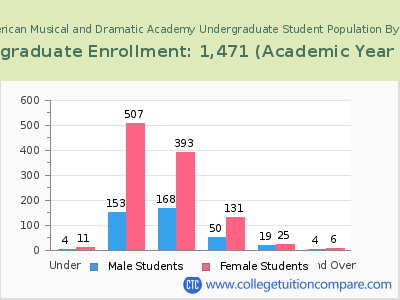 American Musical and Dramatic Academy 2023 Undergraduate Enrollment by Age chart