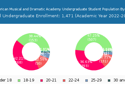 American Musical and Dramatic Academy 2023 Undergraduate Enrollment Age Diversity Pie chart