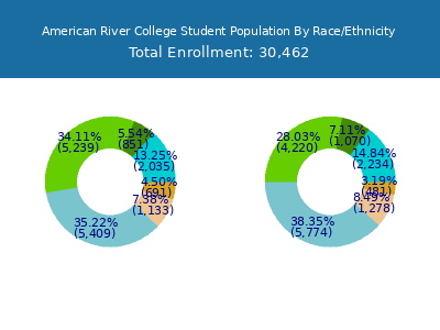 American River College 2025 Student Population by Gender and Race chart