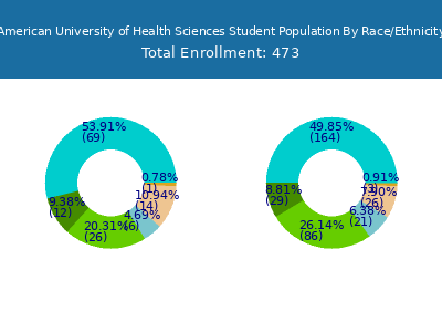 American University of Health Sciences 2025 Student Population by Gender and Race chart