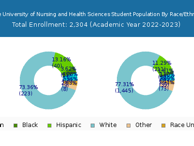 Joyce University of Nursing and Health Sciences 2023 Student Population by Gender and Race chart