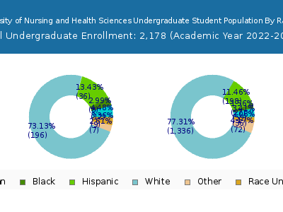 Joyce University of Nursing and Health Sciences 2023 Undergraduate Enrollment by Gender and Race chart