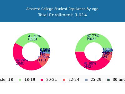 Amherst College 2025 Student Population Age Diversity Pie chart