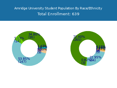 Amridge University 2025 Student Population by Gender and Race chart