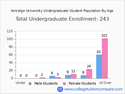 Amridge University 2024 Undergraduate Enrollment by Age chart