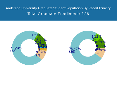 Anderson University 2025 Graduate Enrollment by Gender and Race chart