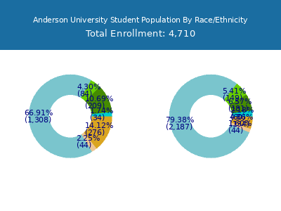 Anderson University 2025 Student Population by Gender and Race chart