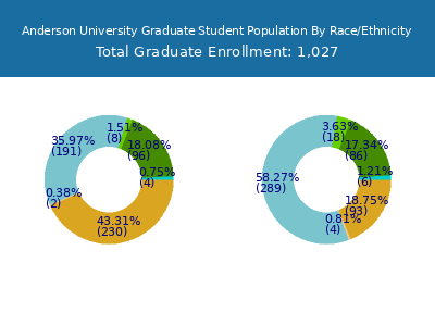 Anderson University 2025 Graduate Enrollment by Gender and Race chart