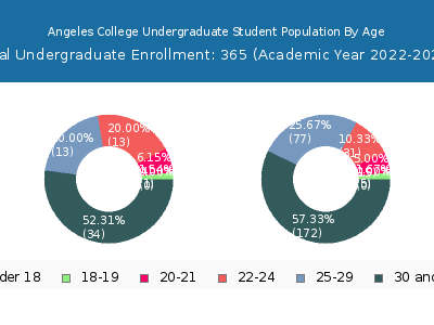 Angeles College 2023 Undergraduate Enrollment Age Diversity Pie chart