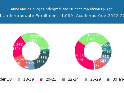 Anna Maria College 2023 Undergraduate Enrollment Age Diversity Pie chart