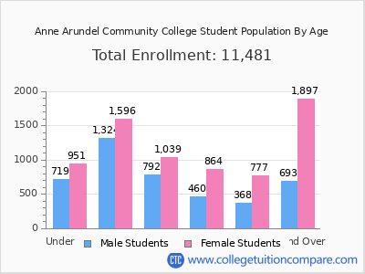 Anne Arundel Community College 2025 Student Population by Age chart