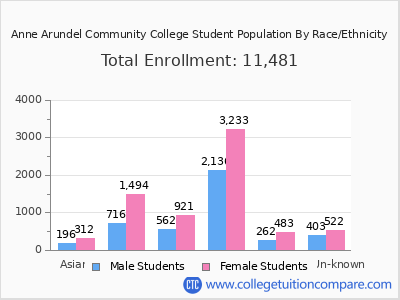 Anne Arundel Community College 2025 Student Population by Gender and Race chart