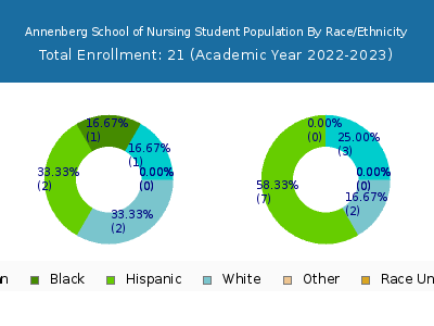 Annenberg School of Nursing 2023 Student Population by Gender and Race chart