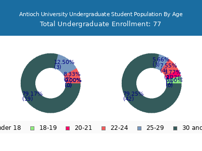 Antioch University 2025 Undergraduate Enrollment Age Diversity Pie chart
