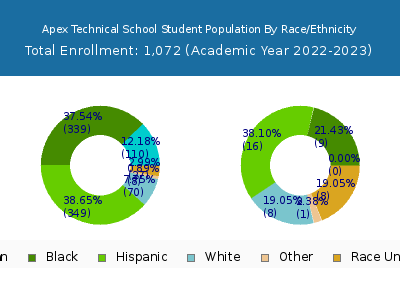 Apex Technical School 2023 Student Population by Gender and Race chart
