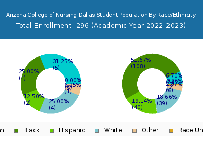 Arizona College of Nursing-Dallas 2023 Student Population by Gender and Race chart