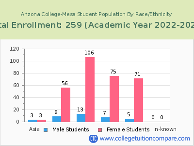 Arizona College-Mesa 2023 Student Population by Gender and Race chart