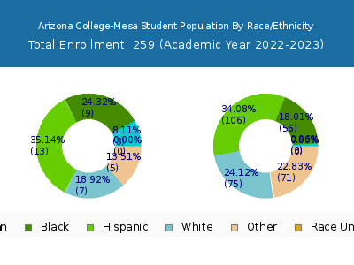 Arizona College-Mesa 2023 Student Population by Gender and Race chart