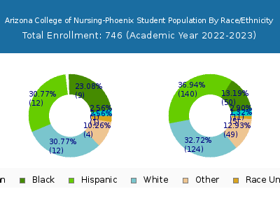 Arizona College of Nursing-Phoenix 2023 Student Population by Gender and Race chart
