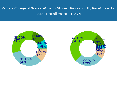 Arizona College of Nursing-Phoenix 2025 Student Population by Gender and Race chart